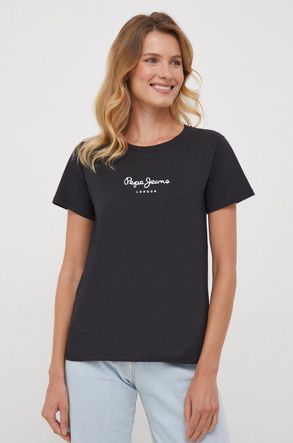 Pepe Jeans Pamučna majica Pepe Jeans boja: crna