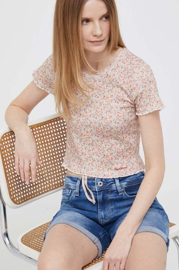 Pepe Jeans Pamučna majica Pepe Jeans boja: narančasta