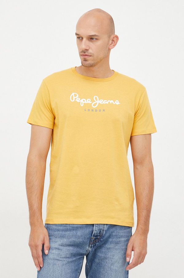 Pepe Jeans Pamučna majica Pepe Jeans boja: žuta, s tiskom