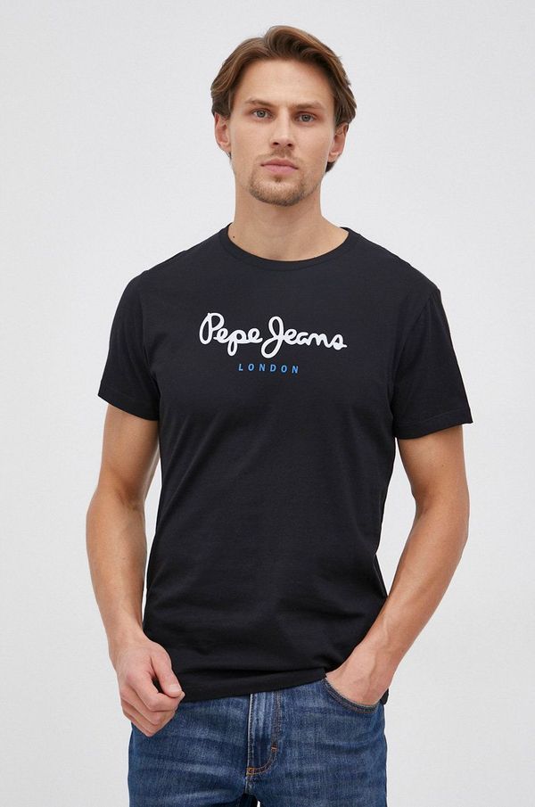 Pepe Jeans Pamučna majica Pepe Jeans Eggo boja: crna