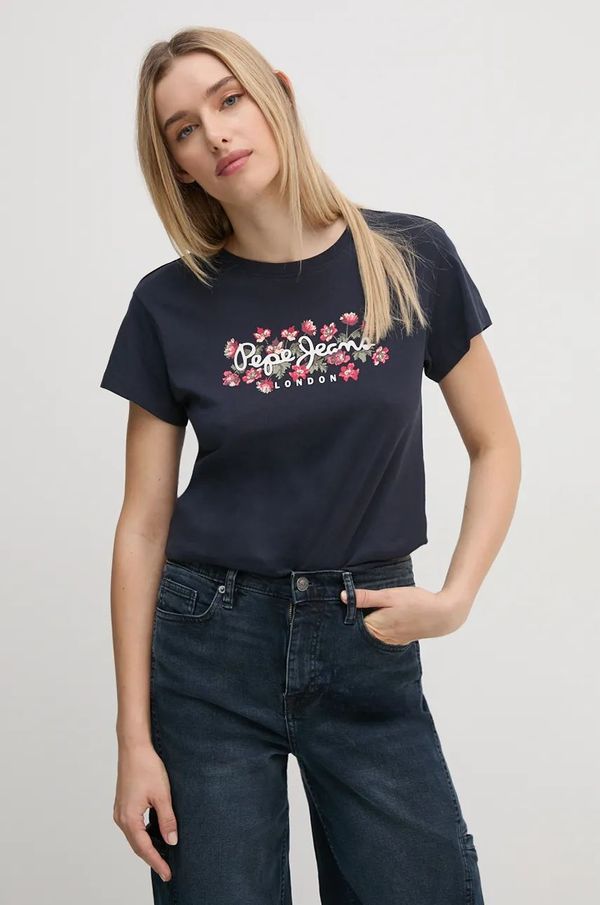 Pepe Jeans Pamučna majica Pepe Jeans GINNY za žene, boja: tamno plava, PL505945