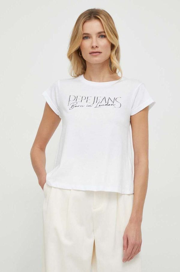 Pepe Jeans Pamučna majica Pepe Jeans HANNON za žene, boja: bijela, PL505751