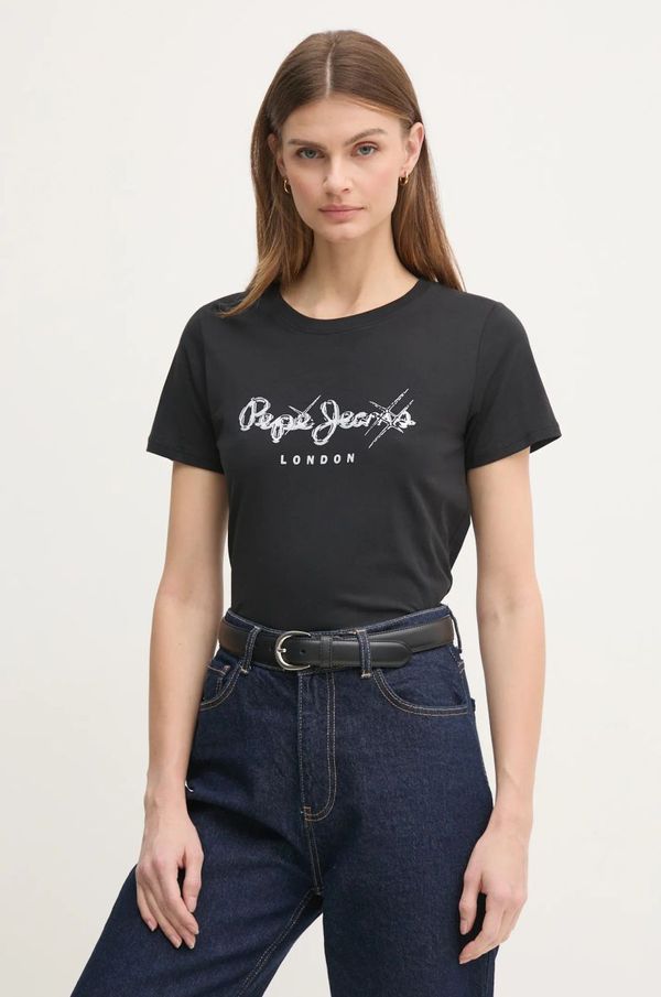 Pepe Jeans Pamučna majica Pepe Jeans LETICIA za žene, boja: crna, PL505997