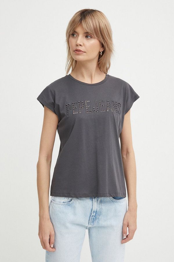 Pepe Jeans Pamučna majica Pepe Jeans LILITH za žene, boja: siva, PL505837