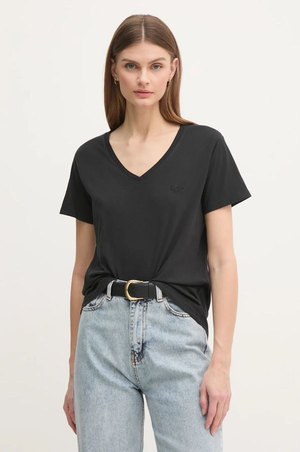 Pepe Jeans Pamučna majica Pepe Jeans LOLLY V-NECK za žene, boja: crna, PL505999