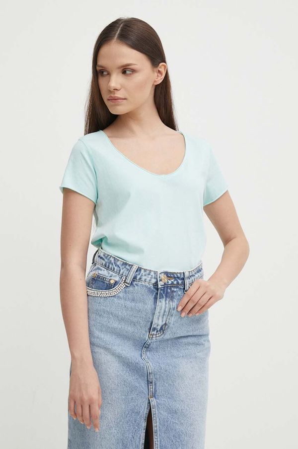 Pepe Jeans Pamučna majica Pepe Jeans LUNA za žene, boja: tirkizna, PL505856