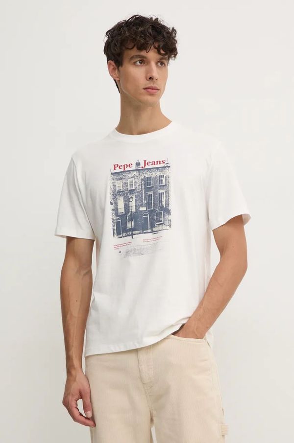 Pepe Jeans Pamučna majica Pepe Jeans SOREN TEE za muškarce, boja: bijela, s tiskom, PM509635