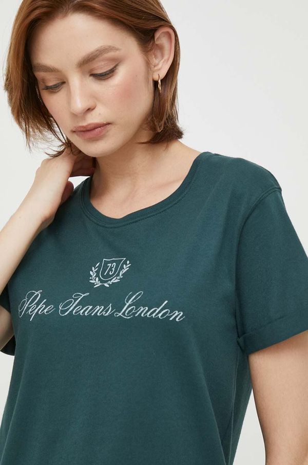 Pepe Jeans Pamučna majica Pepe Jeans VIVIAN za žene, boja: zelena