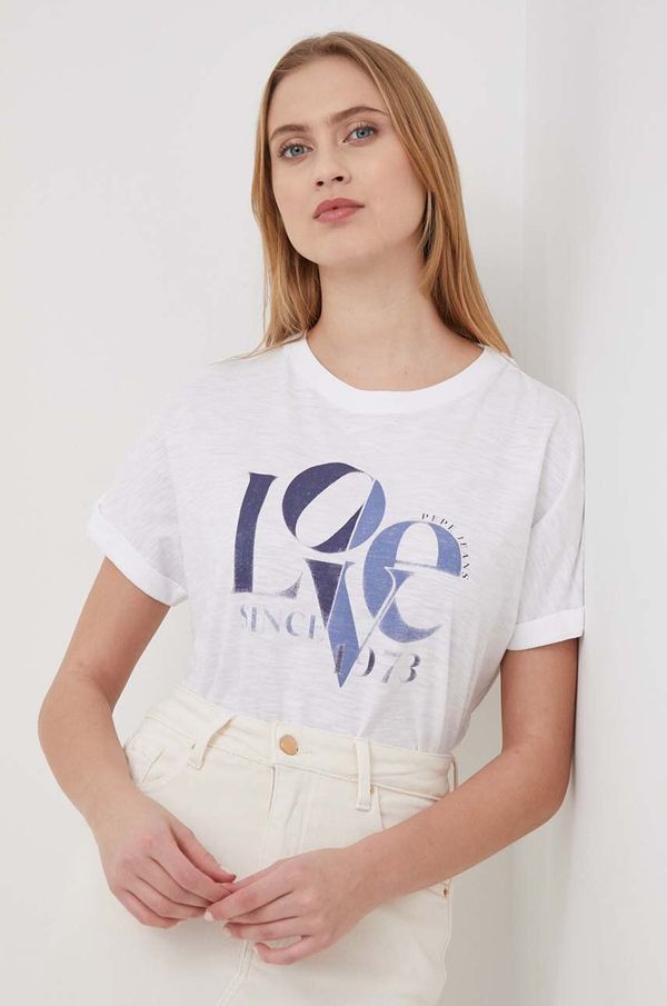 Pepe Jeans Pamučna majica Pepe Jeans za žene, boja: bijela