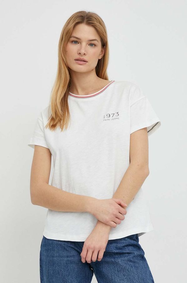 Pepe Jeans Pamučna majica Pepe Jeans za žene, boja: bijela