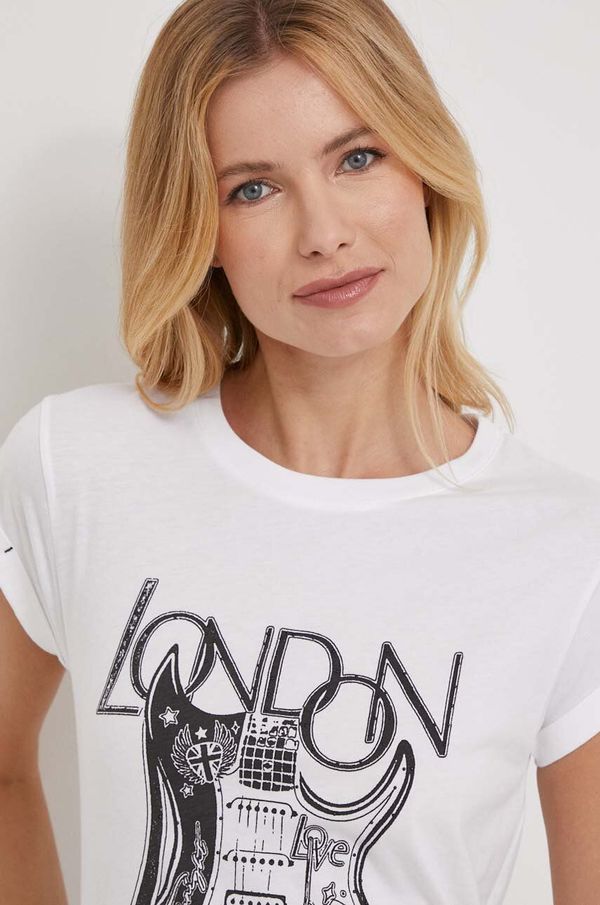 Pepe Jeans Pamučna majica Pepe Jeans za žene, boja: bijela