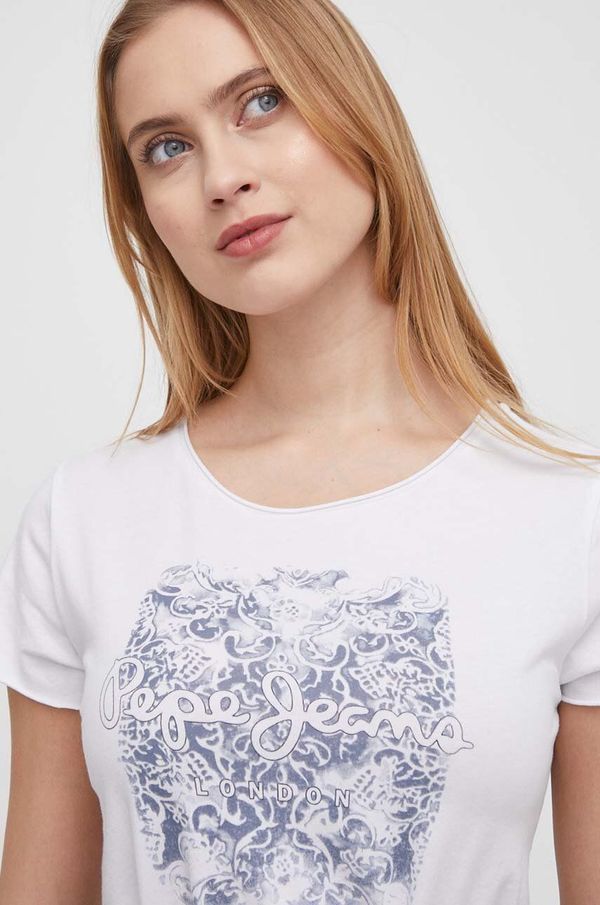 Pepe Jeans Pamučna majica Pepe Jeans za žene, boja: bijela
