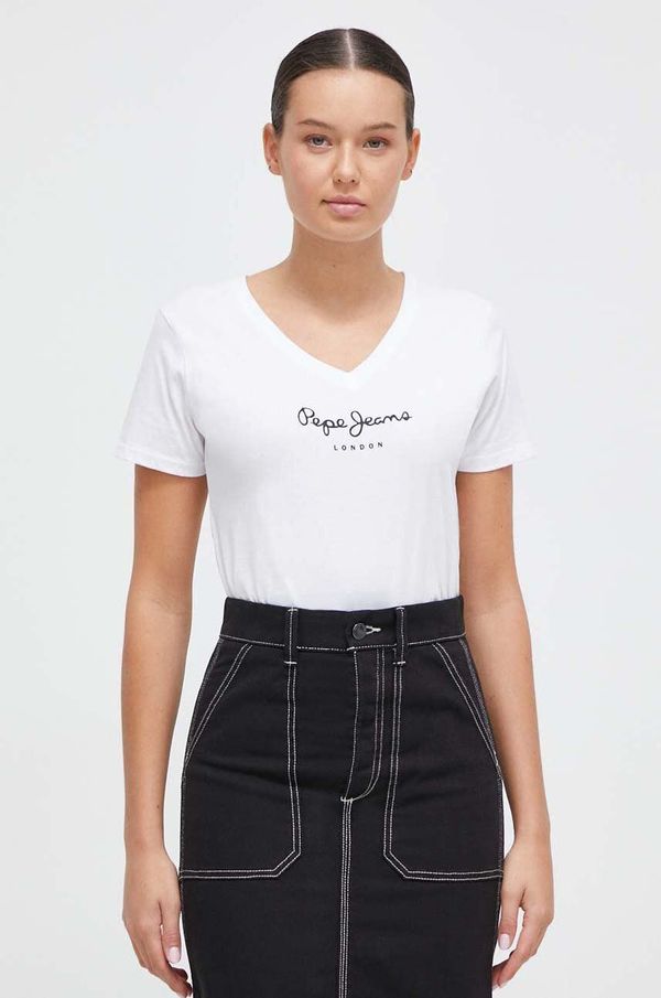 Pepe Jeans Pamučna majica Pepe Jeans za žene, boja: bijela