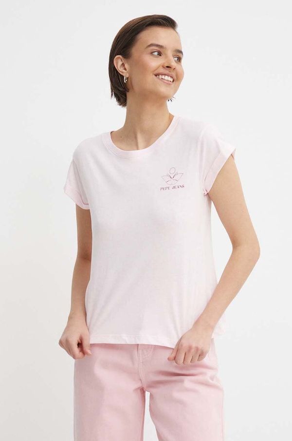 Pepe Jeans Pamučna majica Pepe Jeans za žene, boja: ružičasta
