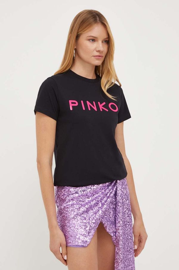 Pinko Pamučna majica Pinko boja: crna