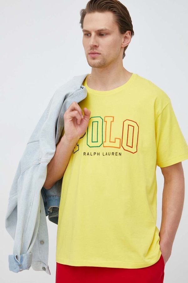 Polo Ralph Lauren Pamučna majica Polo Ralph Lauren boja: žuta, s aplikacijom