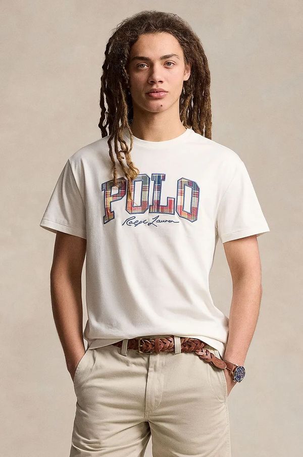 Polo Ralph Lauren Pamučna majica Polo Ralph Lauren za muškarce, boja: bijela, s aplikacijom, 710941855