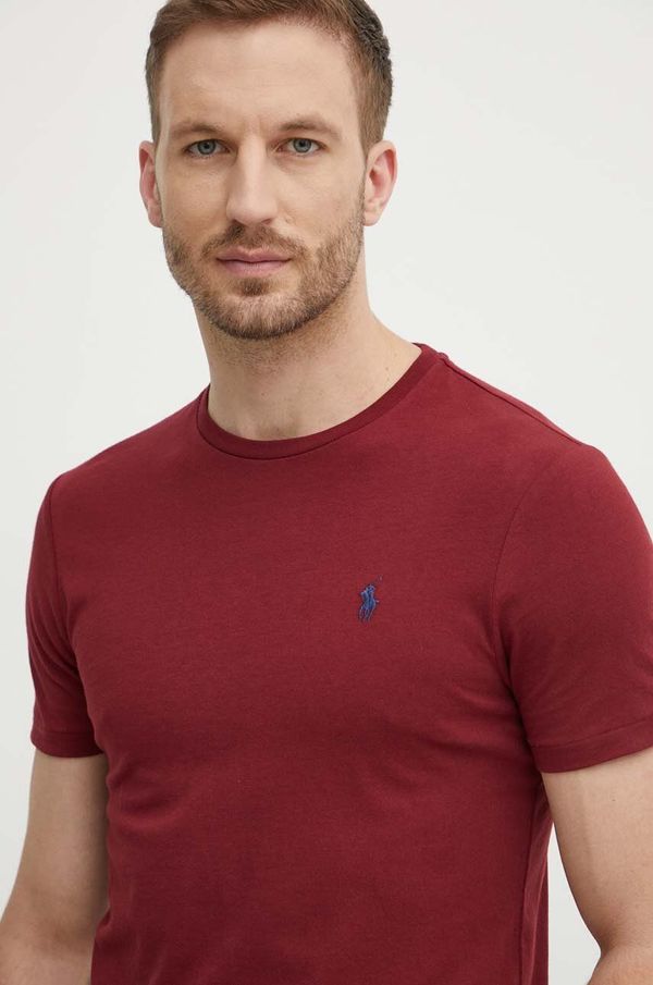 Polo Ralph Lauren Pamučna majica Polo Ralph Lauren za muškarce, boja: bordo, bez uzorka, 710671438