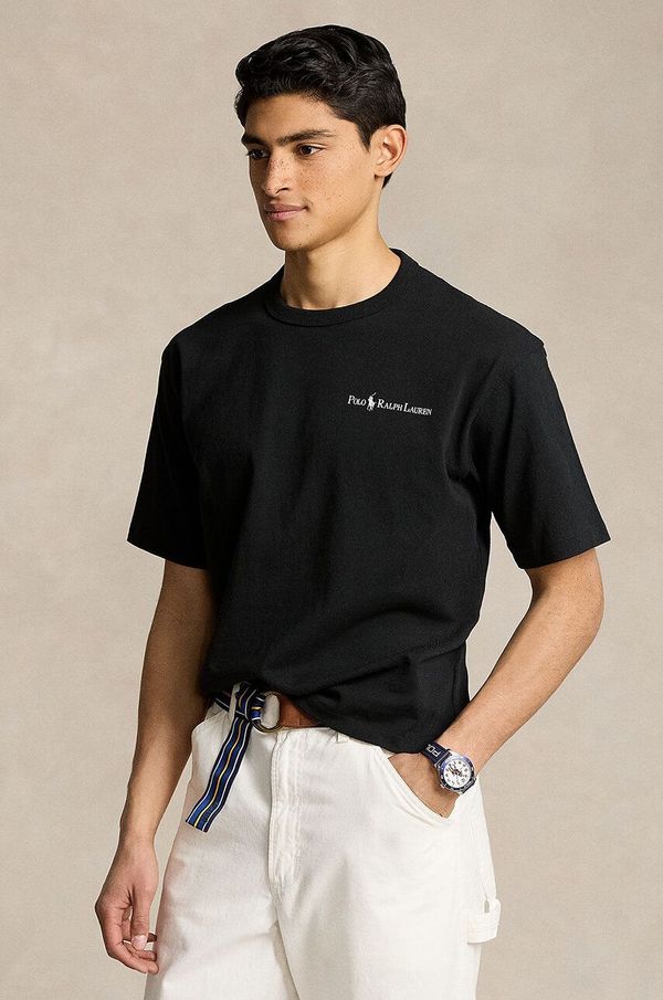 Polo Ralph Lauren Pamučna majica Polo Ralph Lauren za muškarce, boja: crna, s tiskom, 710939583