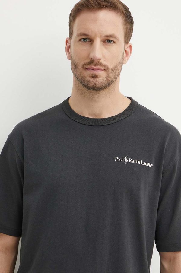 Polo Ralph Lauren Pamučna majica Polo Ralph Lauren za muškarce, boja: siva, s tiskom, 710950133001