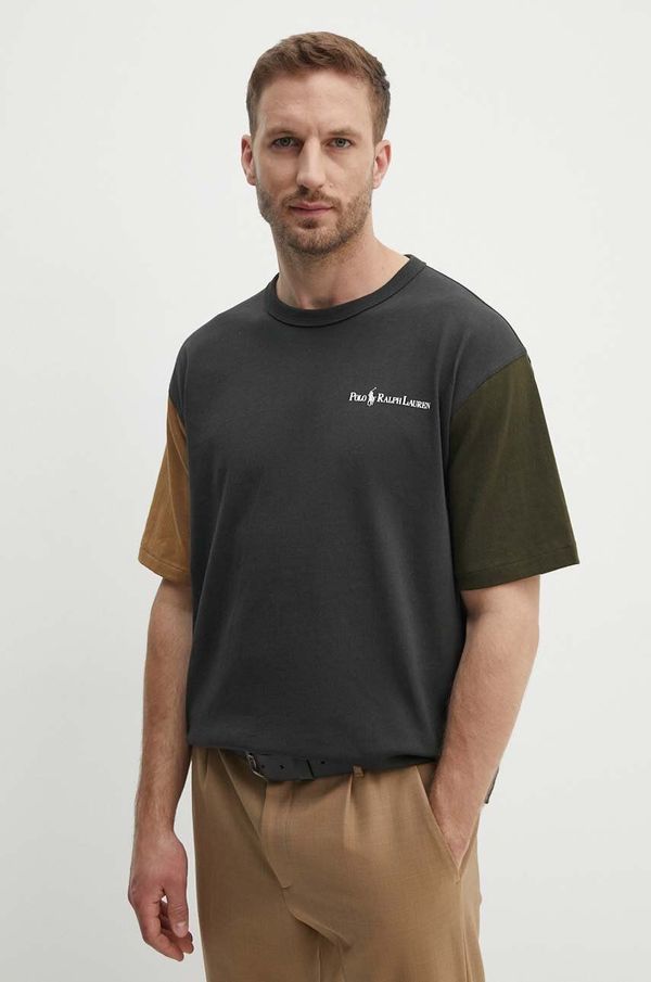 Polo Ralph Lauren Pamučna majica Polo Ralph Lauren za muškarce, boja: siva, s tiskom, 710950137001