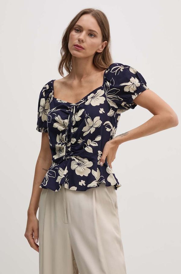 Polo Ralph Lauren Pamučna majica Polo Ralph Lauren za žene, boja: tamno plava, s uzorkom, 211935137
