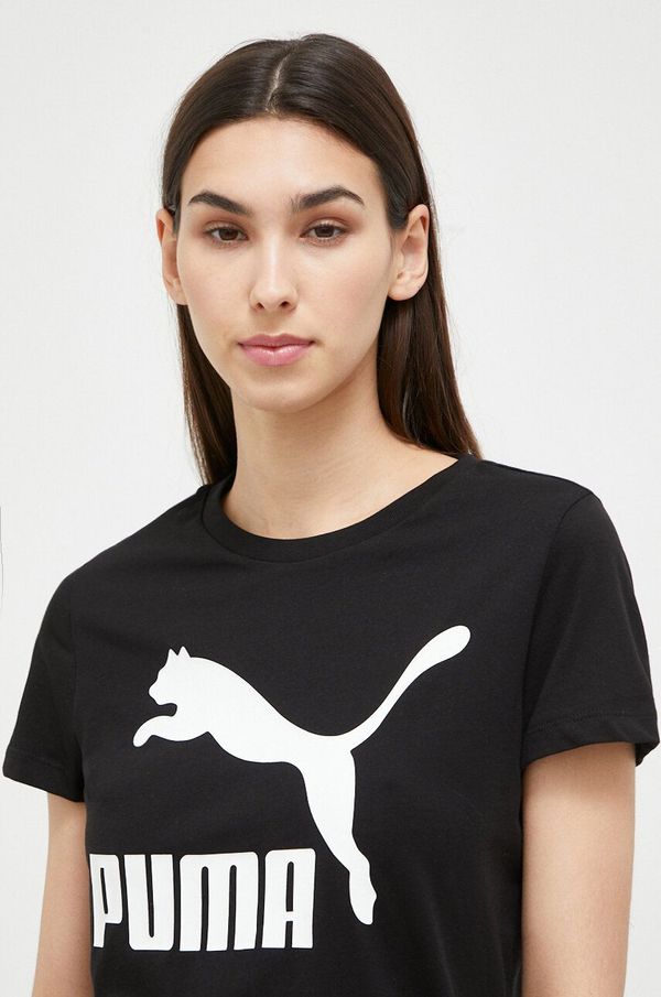 Puma Pamučna majica Puma boja: crna