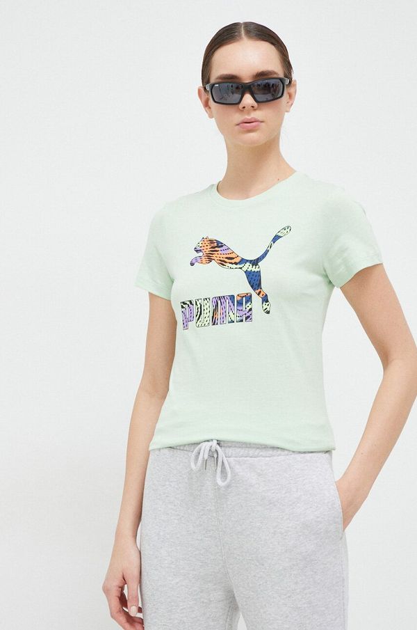 Puma Pamučna majica Puma boja: zelena