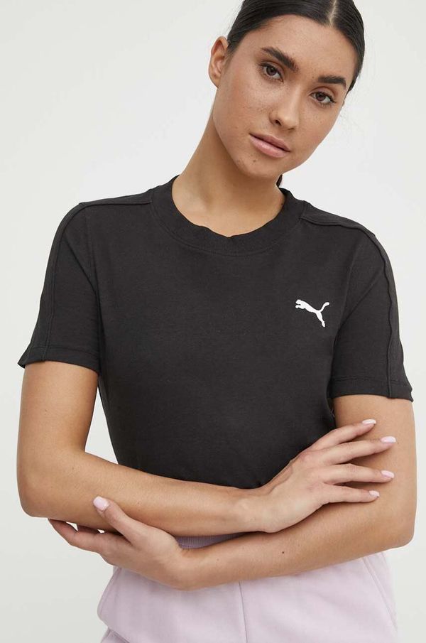 Puma Pamučna majica Puma HER za žene, boja: crna, 677883
