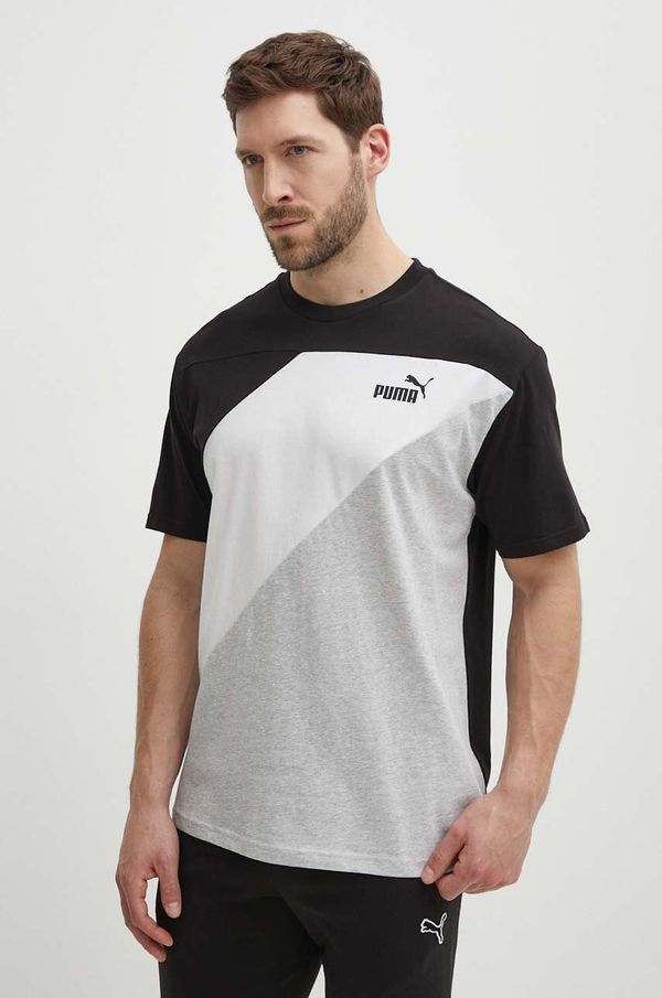 Puma Pamučna majica Puma POWER za muškarce, boja: crna, s uzorkom, 678929
