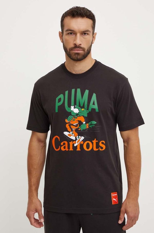 Puma Pamučna majica Puma PUMA X CARROTS Graphic Tee za muškarce, boja: crna, s tiskom, 627443