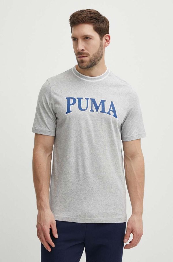 Puma Pamučna majica Puma SQUAD za muškarce, boja: siva, s aplikacijom, 678967