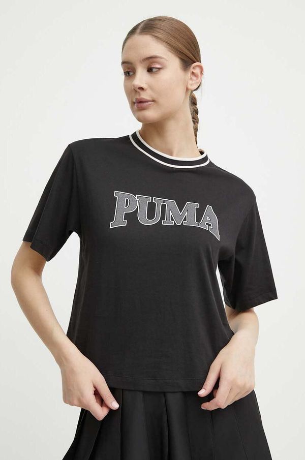Puma Pamučna majica Puma SQUAD za žene, boja: crna