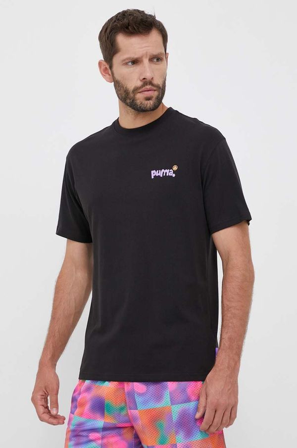 Puma Pamučna majica Puma X 8ENJAMIN boja: crna, s tiskom