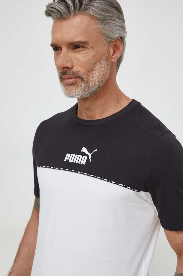 Puma Pamučna majica Puma za muškarce, boja: bijela, s uzorkom