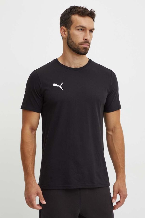 Puma Pamučna majica Puma za muškarce, boja: crna, s aplikacijom, 658615