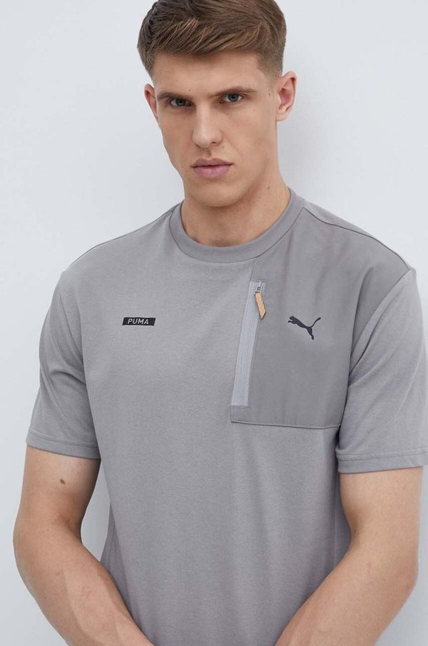 Puma Pamučna majica Puma za muškarce, boja: siva, bez uzorka, 678920