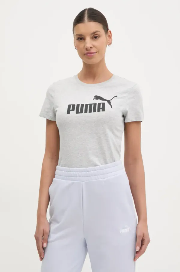 Puma Pamučna majica Puma za žene, boja: siva, 682370