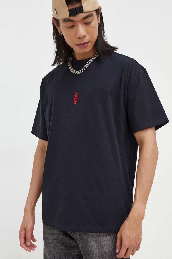 Quiksilver Pamučna majica Quiksilver boja: crna, s aplikacijom