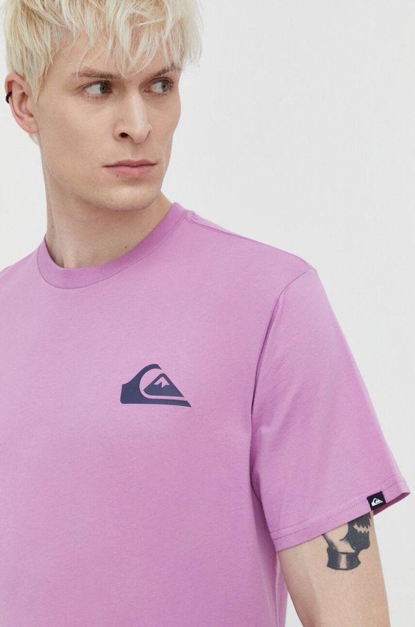 Quiksilver Pamučna majica Quiksilver za muškarce, boja: ljubičasta, s tiskom