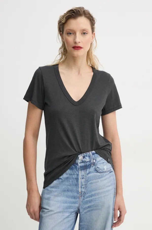 rag & bone Pamučna majica Rag & Bone za žene, boja: crna, W272C34CH