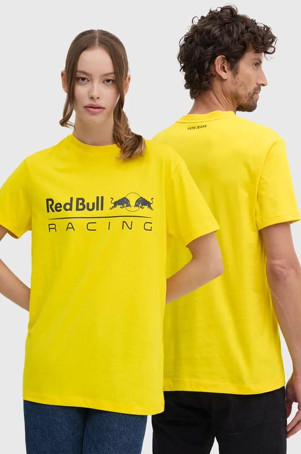 Red Bull Racing x Pepe Jeans Pamučna majica Red Bull Racing x Pepe Jeans boja: žuta, s tiskom, RU500005