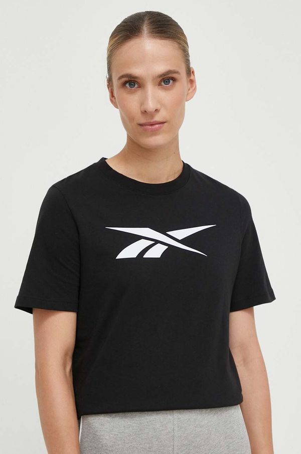 Reebok Pamučna majica Reebok boja: crna, 100073066