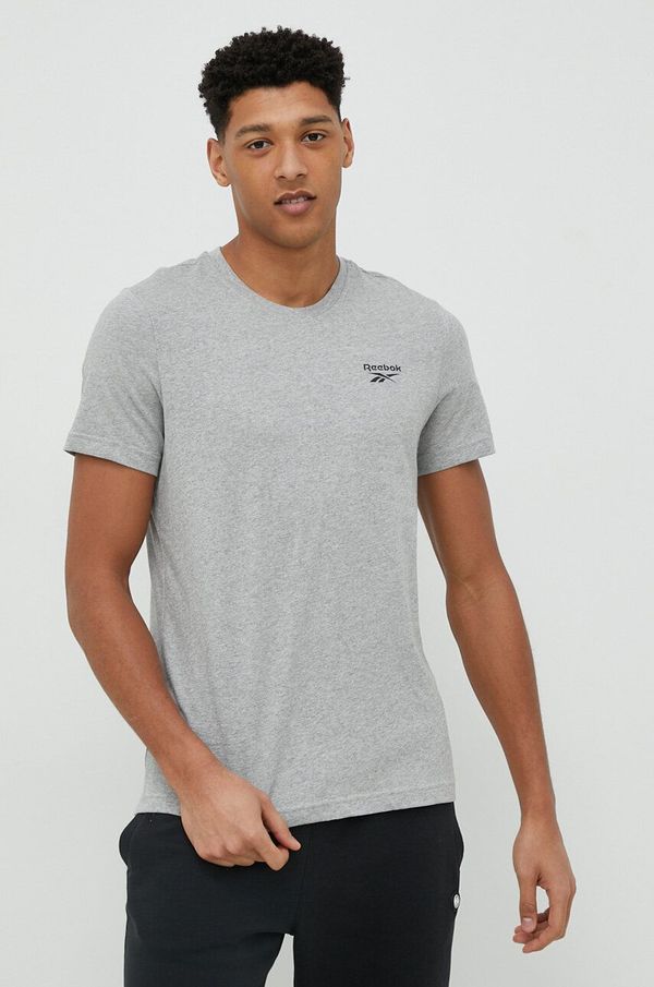 Reebok Pamučna majica Reebok boja: siva, melanž