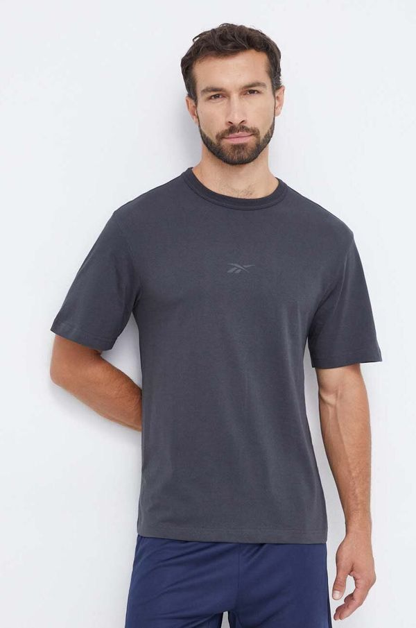 Reebok Pamučna majica Reebok boja: siva, s tiskom
