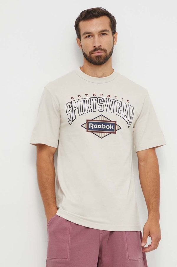 Reebok Classic Pamučna majica Reebok Classic boja: bež, s tiskom