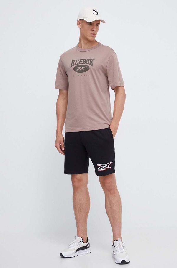 Reebok Classic Pamučna majica Reebok Classic boja: smeđa, s tiskom