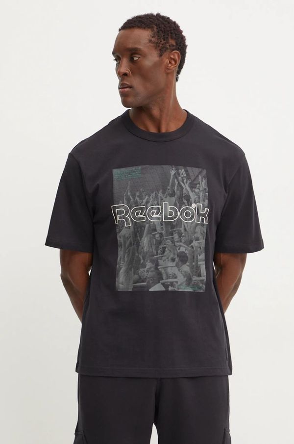 Reebok Classic Pamučna majica Reebok Classic za muškarce, boja: crna, s tiskom, 100205656