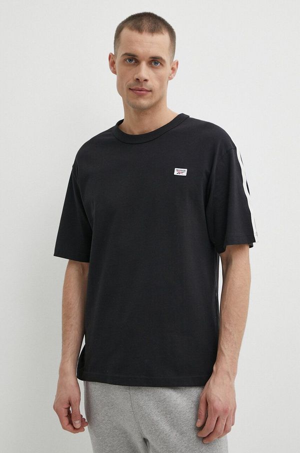 Reebok Pamučna majica Reebok Court Sport za muškarce, boja: crna, bez uzorka, 100202807
