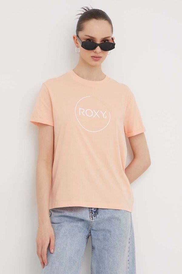 Roxy Pamučna majica Roxy za žene, boja: narančasta